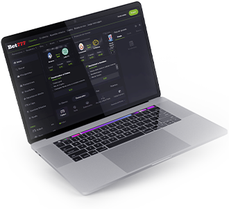 Ordenador muestra la web y las opiniones de Bet777 en España.